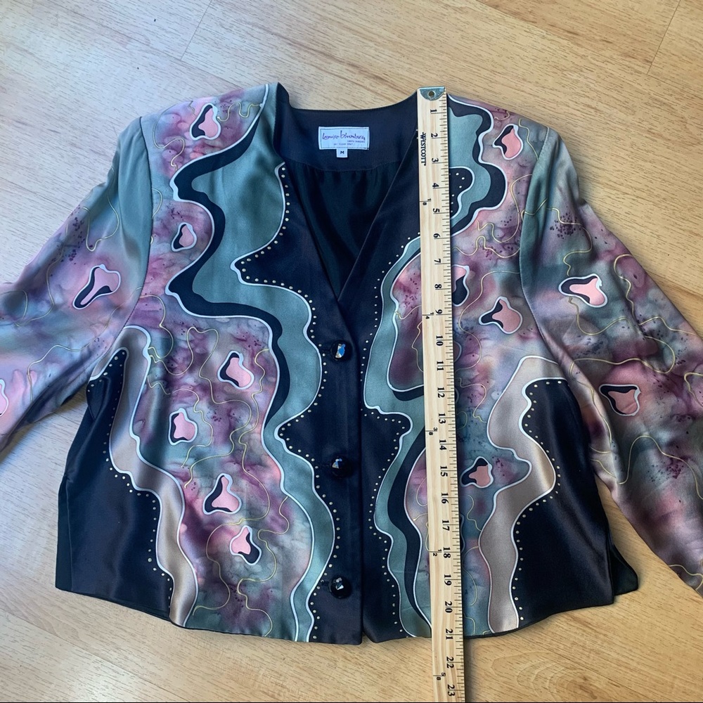 Louise Blumberg Silk Watercolor Art Blazer Jacket - Picture 11 of 13